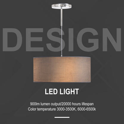 Pendant Lights for Living Room, Simple Stylish, Three Lighting Modes Metal Base for Home Office Grey