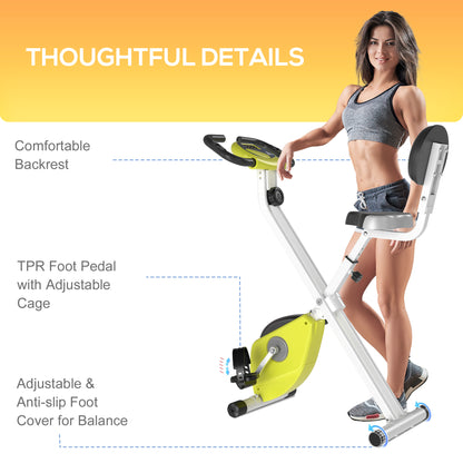 Foldable Exercise Bike, Steel Manual Resistance Exercise Bike w/ LCD Monitor spin exercise bike Yellow