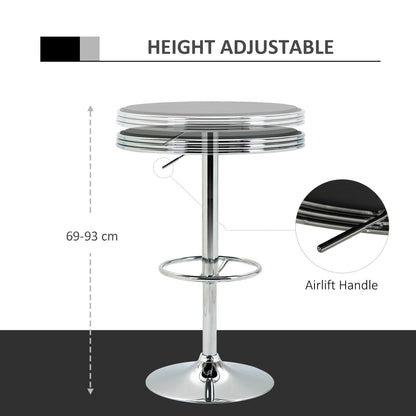 Round Height Adjustable Pub Table  bar Table Faux Leather Tabletop and Footrest