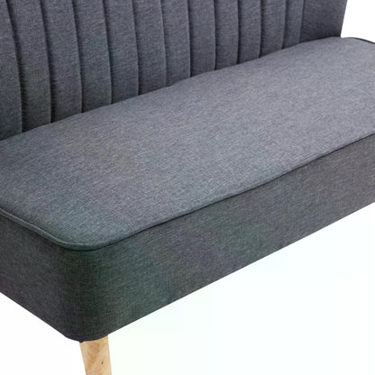 2-seater Loveseat, Armless, Double Seat, Padded Linen Wood Leg Dark Grey