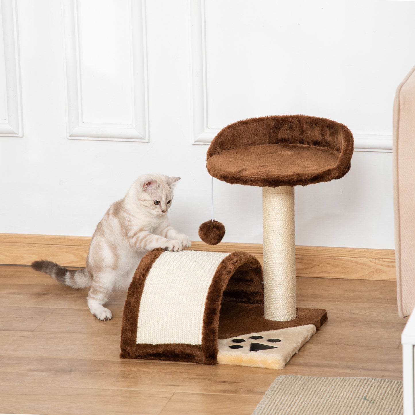 46cm Cat Tree Cat Tower Scratching Post Climbing Tree for Kitten Activity Center Brown