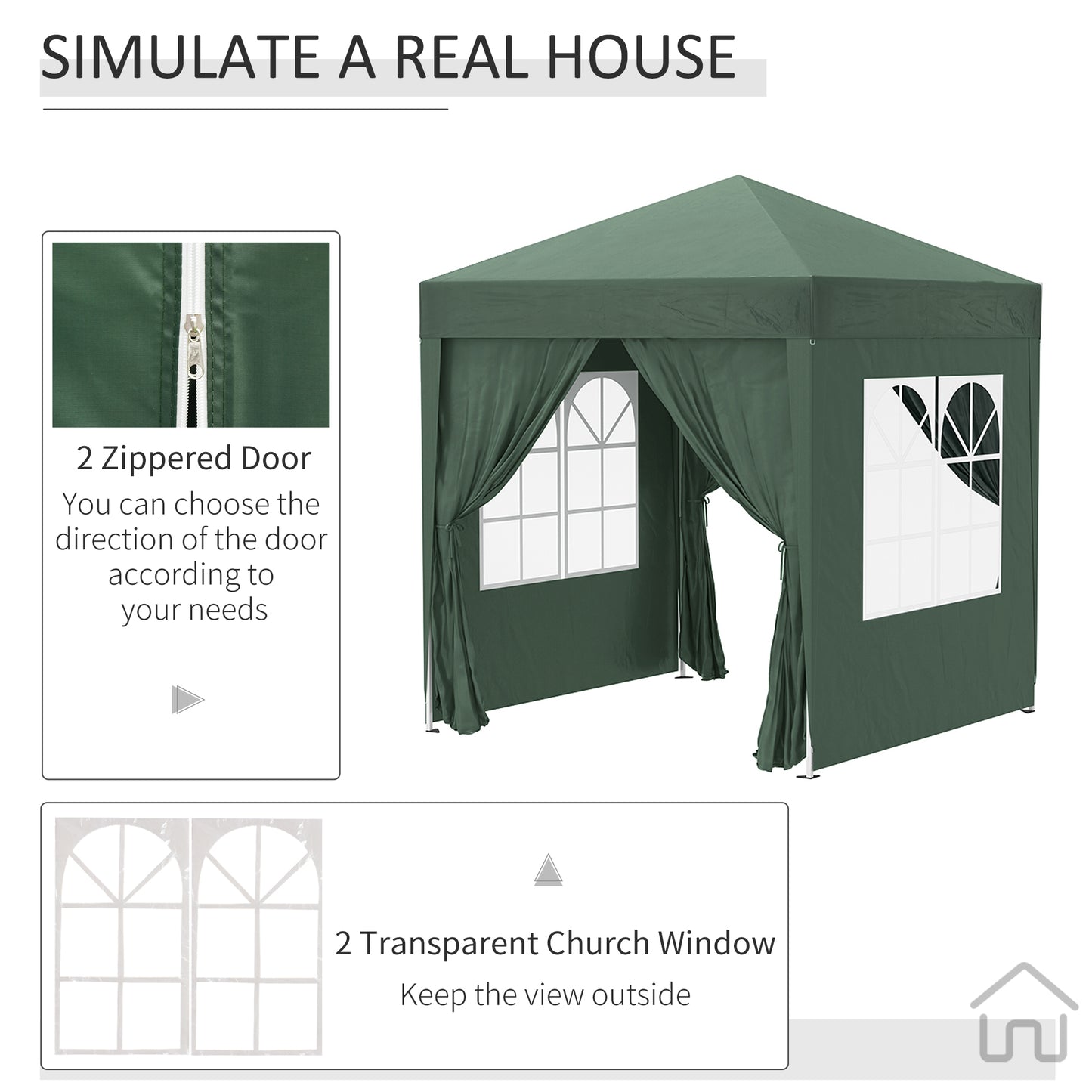 2 x 2m Pop-Up Gazebo-Green