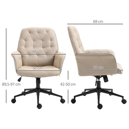 Beige Desk Chair, w/ Wheels Ergonomic