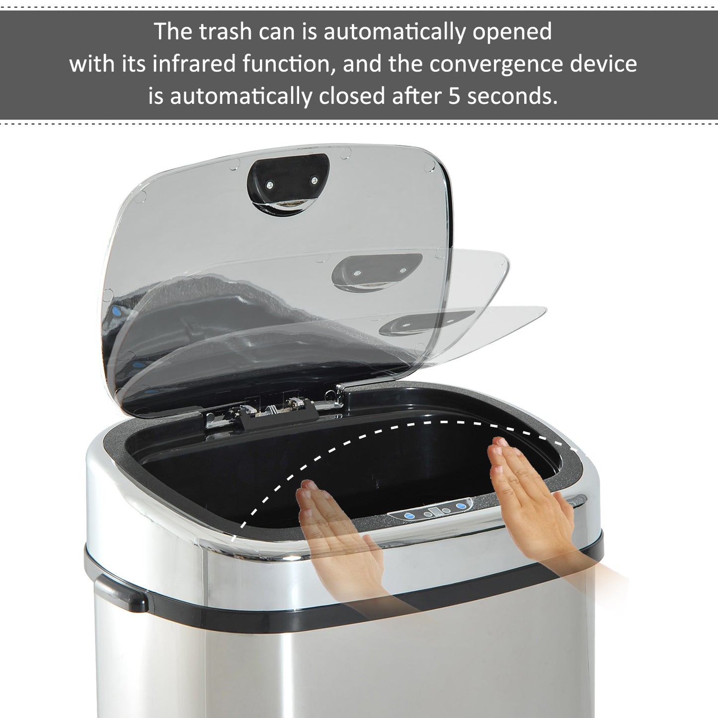 Smart Trash Can, Dustbin for Kitchen, 68 L-Silver