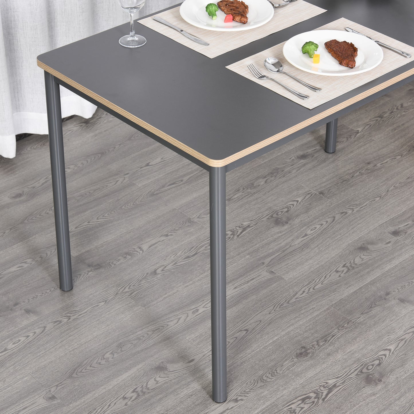 Grey Dining Table, Steel Frame MDF-Top