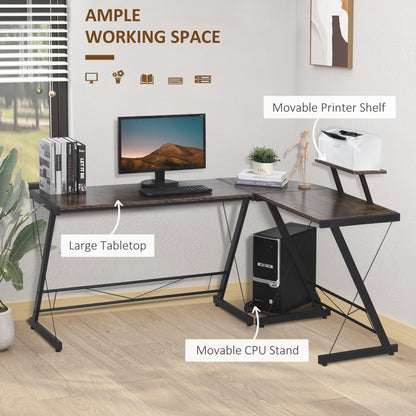 L Shaped Desk Round Corner Computer Gaming Table Workstation with Storage Shelf , CPU Stand for Home Office