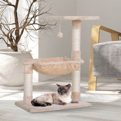 PawHut 70cm Cat Tree Cat Tower Scratching Post Climbing Tree for Kitty Activity Center Beige  