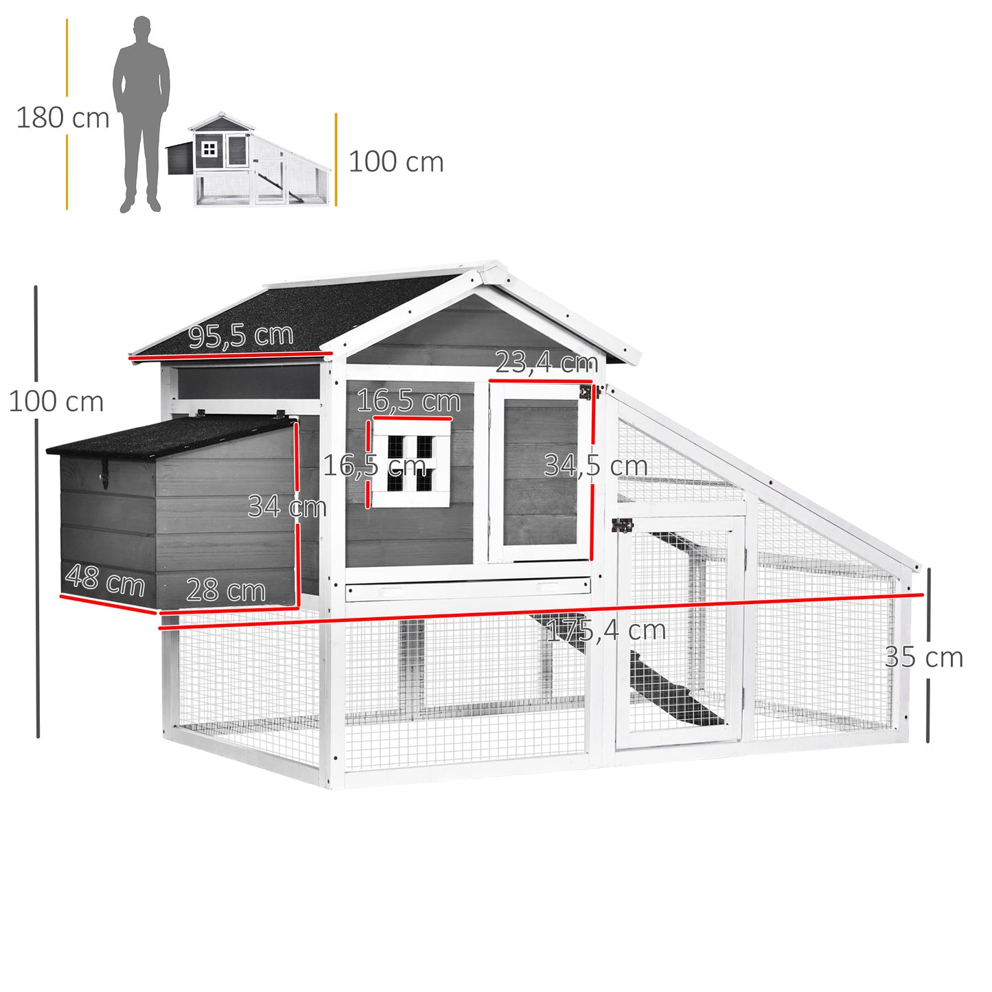 Hen Coop Backyard with Comfortable Nesting Box Run Ramp Sliding Tray