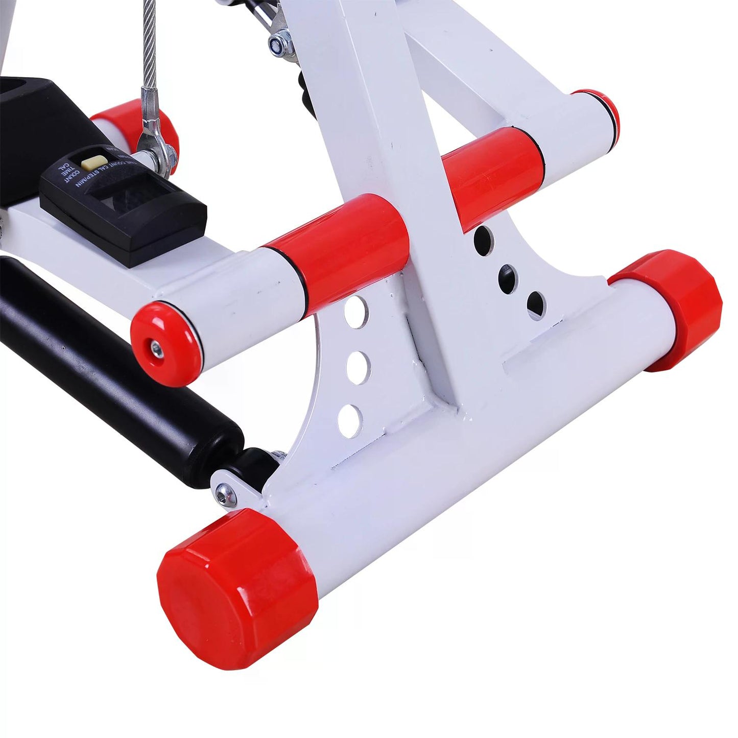 Foldable Stepper With Handle Gym Equipment, Steel-White/Red