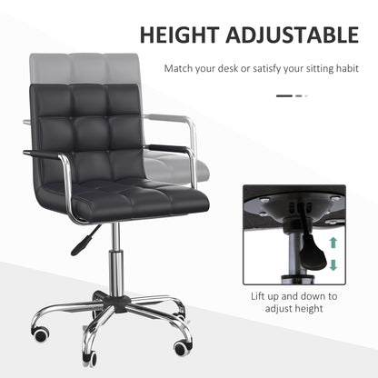 Small Office Chair with Arm, Wheels, Adjustable Height, Black