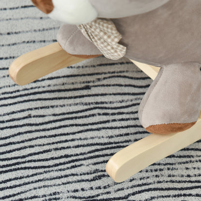 Wooden Cocking Horse, Toddlers Plush Bear Rocking Horse Grey