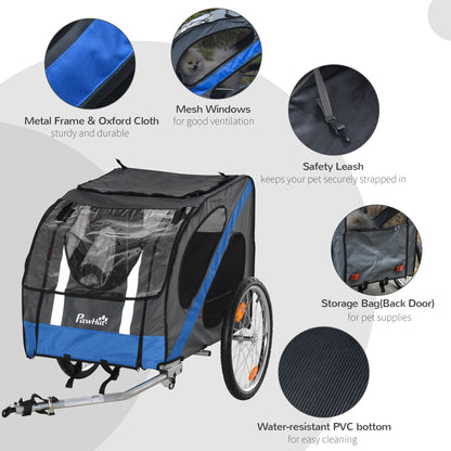 Aosom Dog Bike Trailer Pet Stroller Cart Bicycle Wagon Cargo Carrier Attachment for Travel Grey and Blue