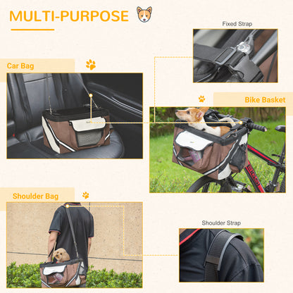 Cat Carrier, Dog Carrier, Dog Travel Crate, Folding Fabric Soft 38L x 27W x 26Hcm-Brown