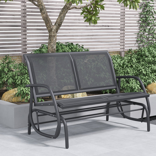 Outsunny Outdoor Textilene Double Swing Bench Gliding Chair-Black 