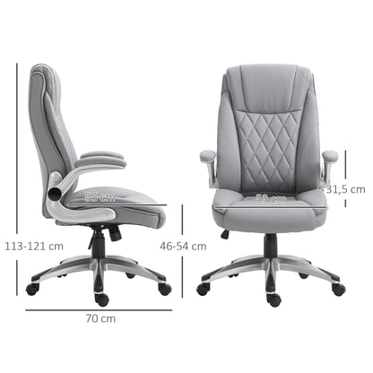 Ergonomic Executive Office Chair Sleek PU Leather 360 Rotation w/ Headrest in Grey