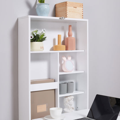 MDF Folding Wall-Mounted Drop-Leaf Table with Chalkboard Shelf Bookcase White