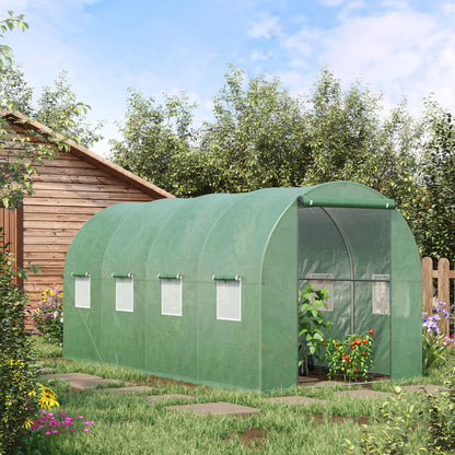 Outsunny Walk in Polytunnel Outdoor Garden Greenhouse w/ Windows & Doors (4 x 2M)  