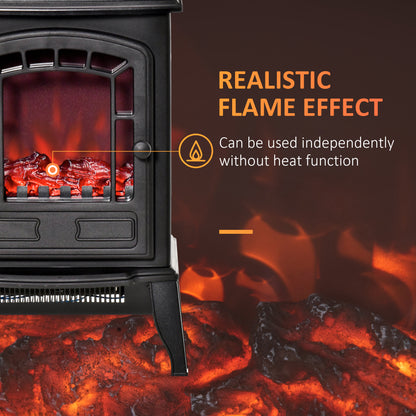 Free standing Electric Fireplace Stove, Fireplace Heater with Realistic Flame Effect, Overheat Safety Protection, 1000W/2000W