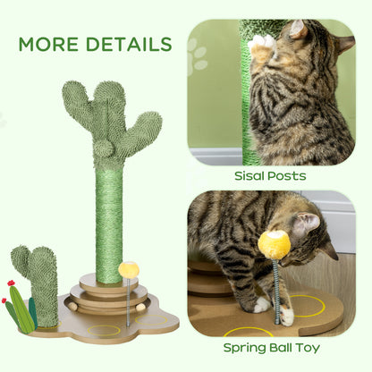 Cat Scratching Post, for Kitten, Sisal Rope Post, Interactive Ball, 60cm, Green