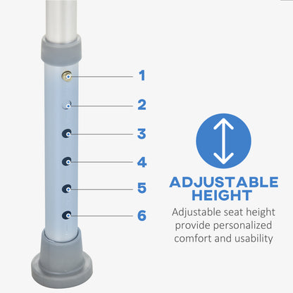 Adjustable Shower Bench, Portable Medical Stool with Adjustable Back and Armrest for Mobility