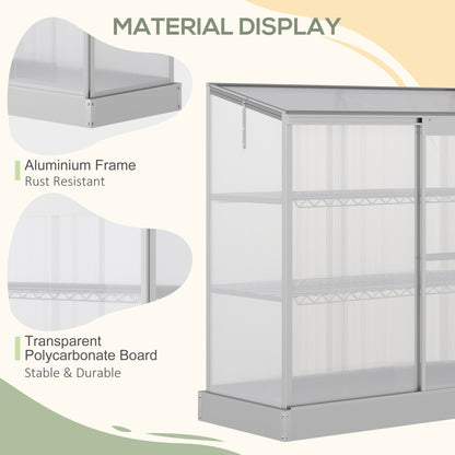 Greenhouse Sun Plate 3-Tier Greenhouse w/ Foundation Aluminum Frame Clear