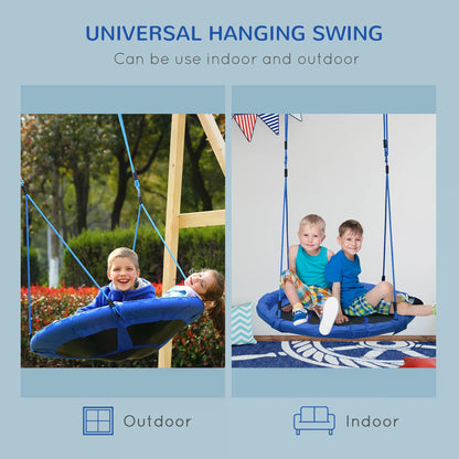 Flying Saucer, Tree Swing, Saucer Swing, Steel Frame, for 3-8 years old, Max Load 100KG, 100cm Diameter, Blue