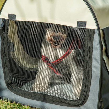 Small Dog Crate Dog Carrier Dog Travel Crate Folding Fabric Soft 61Lx46Wx51Hcm-Grey