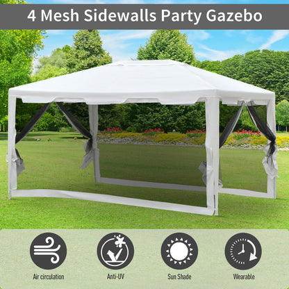 4x3 m Waterproof Gazebo W/Mesh Sides-White/Black