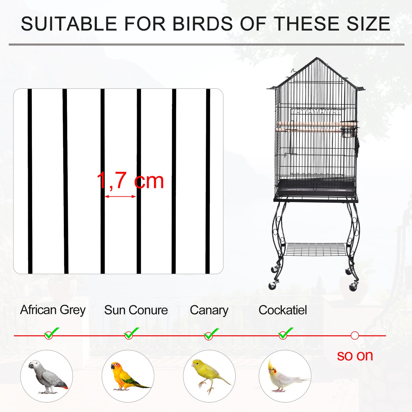 Bird Cage Pet Finch Perch Macaw Cockatiel Feeder Play House Stand