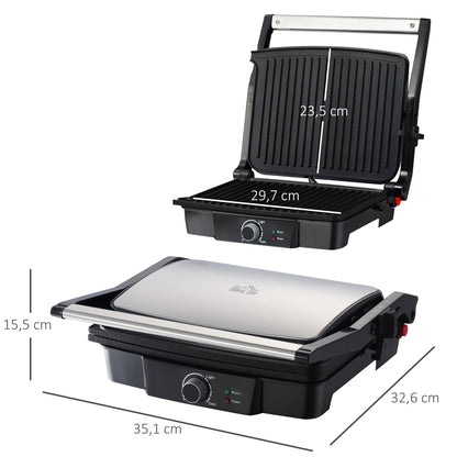 Health Grill & Panini Press, 4 Slice Toastie Machine, 2000W Electric Non-stick Grill with 180° Flat Open, Drip Tray