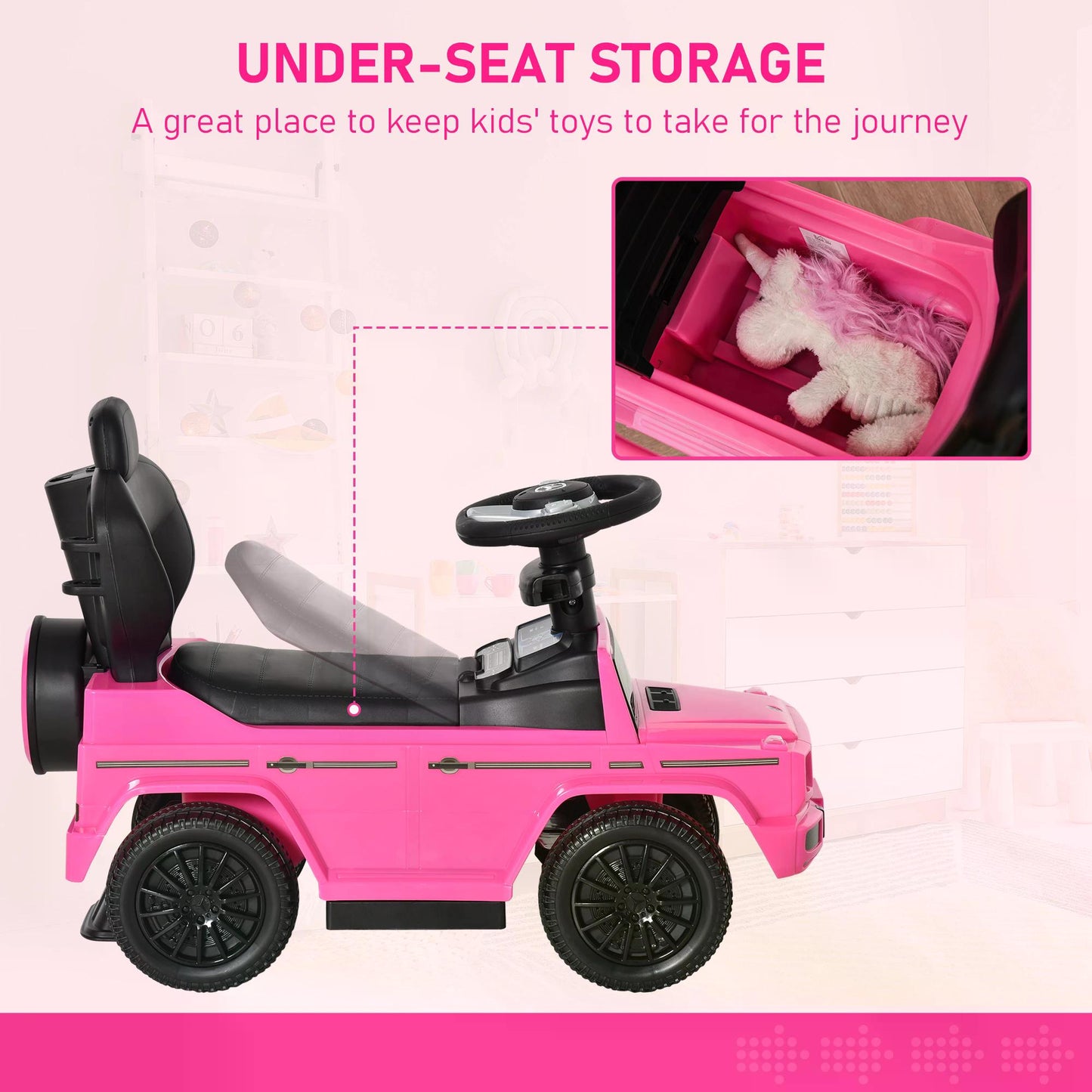 Compatible Ride-on Sliding Car Mercedes-Benz G350 Walker Foot to Floor Slider Stroller Toddler Vehicle Push-Along Pink