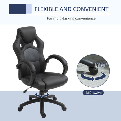 Homcom Black Leather Desk Chair, 360 degree Swivel, Height adjustable, w/Head Support