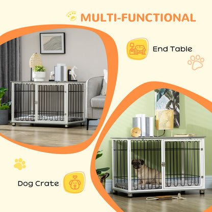 Dog Crate Furniture Side End Table with Soft Washable Cushion, Indoor Dog Kennel with Lockable Door, for Small and Medium Dogs