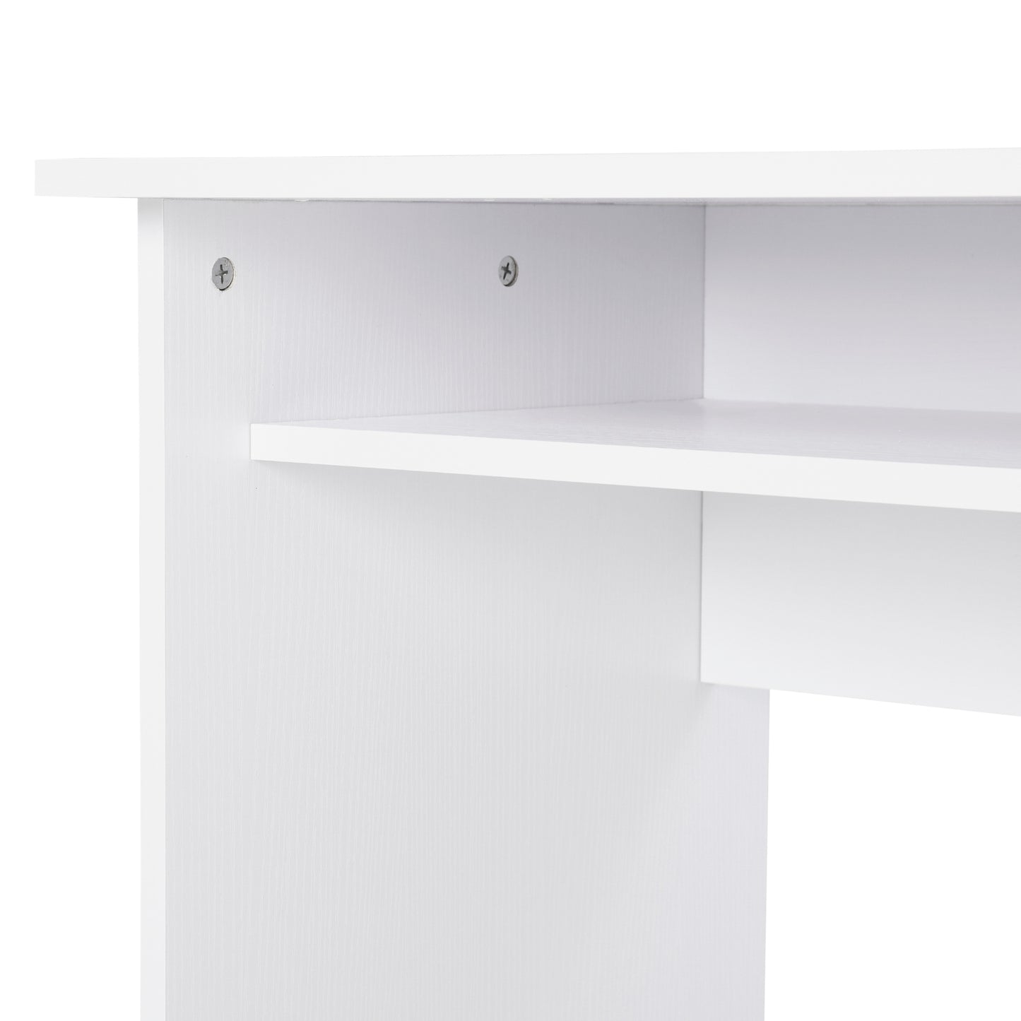 Computer Writing Desk with Storage Compartment Workstation Learning Center for Home Office 90W x 50D(cm) - White