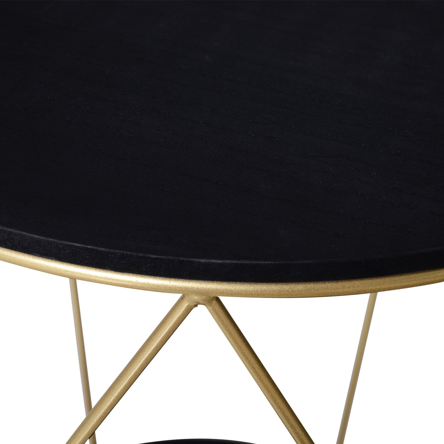 Metal Coffee Table, Gold Round, w/ Storage Sofa End Side Coffee Table Bedroom - Black