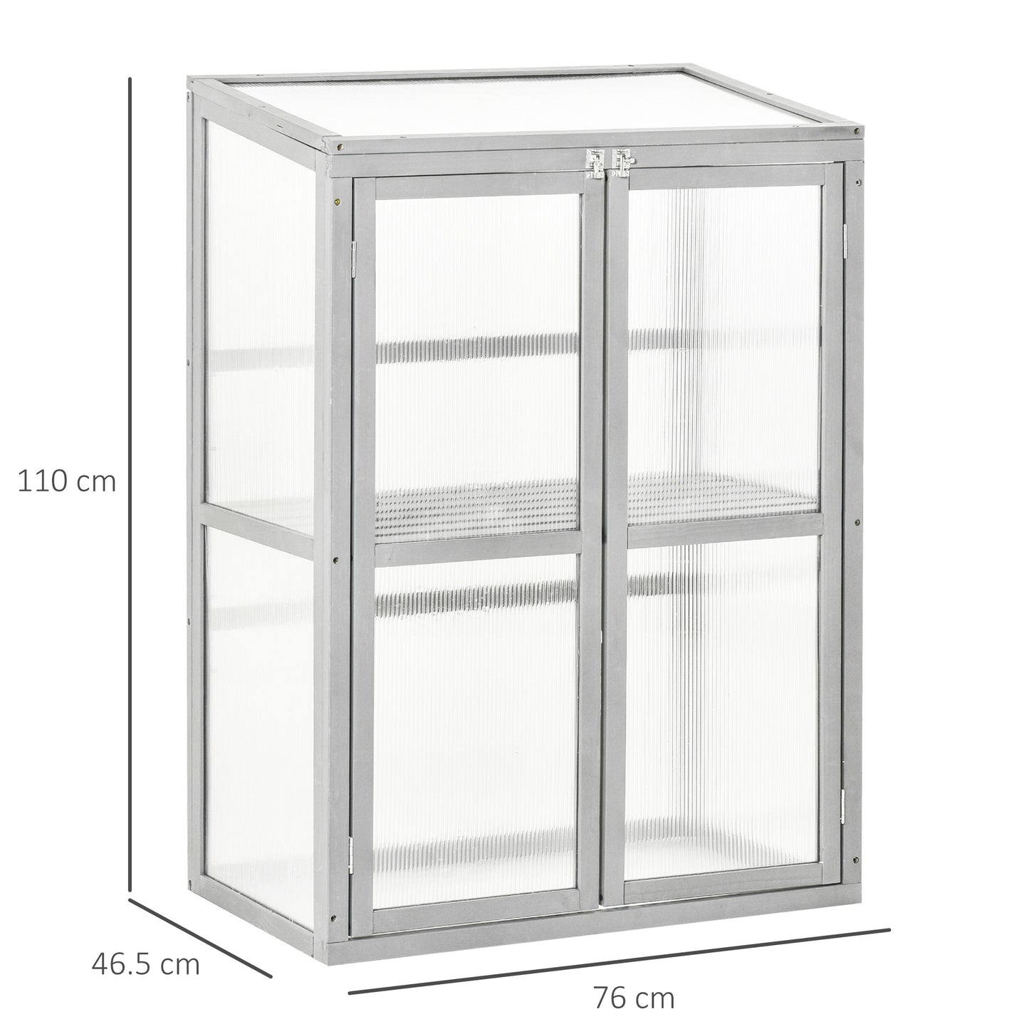 Garden Polycarbonate Cold Frame Greenhouse Grow House Flower Vegetable Plants w/ Adjustable Shelf, Double Doors