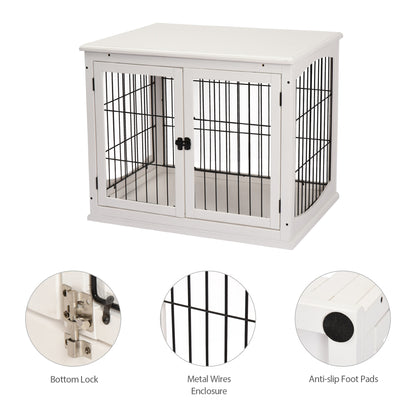 MDF 3-Door Small Indoor Pet Cage White