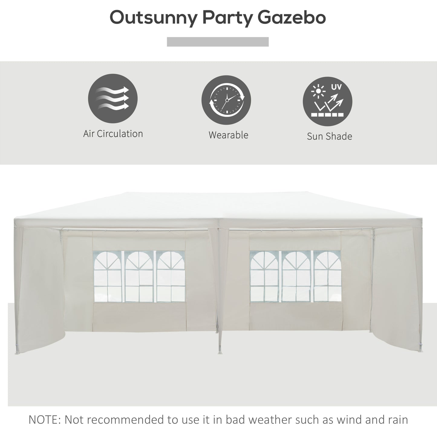 6x3 m Gazebo Canopy-White