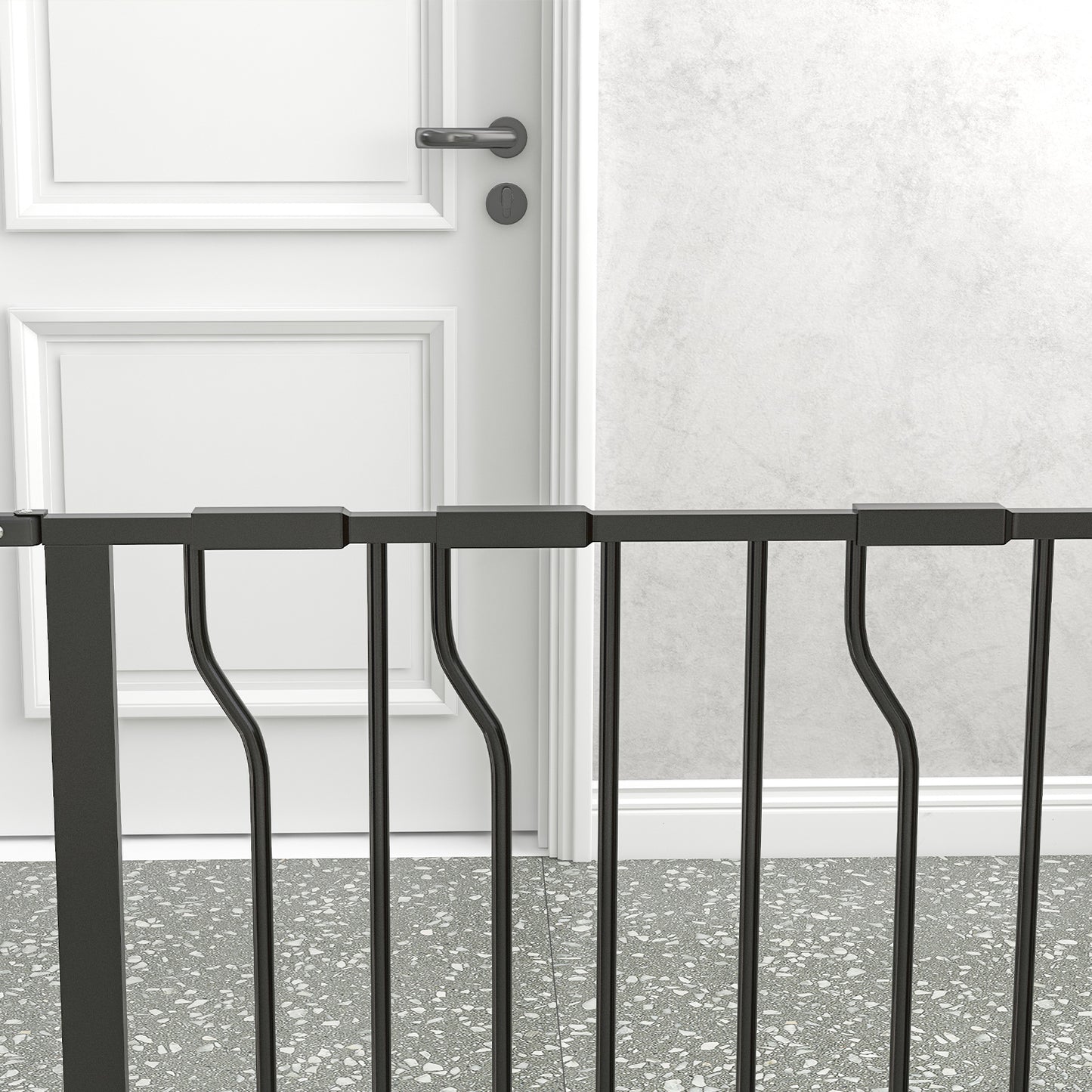 Retractable Gate for Dogs, with Door Pressure, for Doorways, Hallways, Staircases - Black