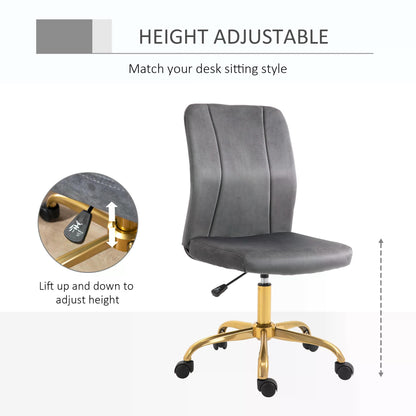 Armless Office Task Chair, w/360° Swivel Office Chair, Height Adjustable