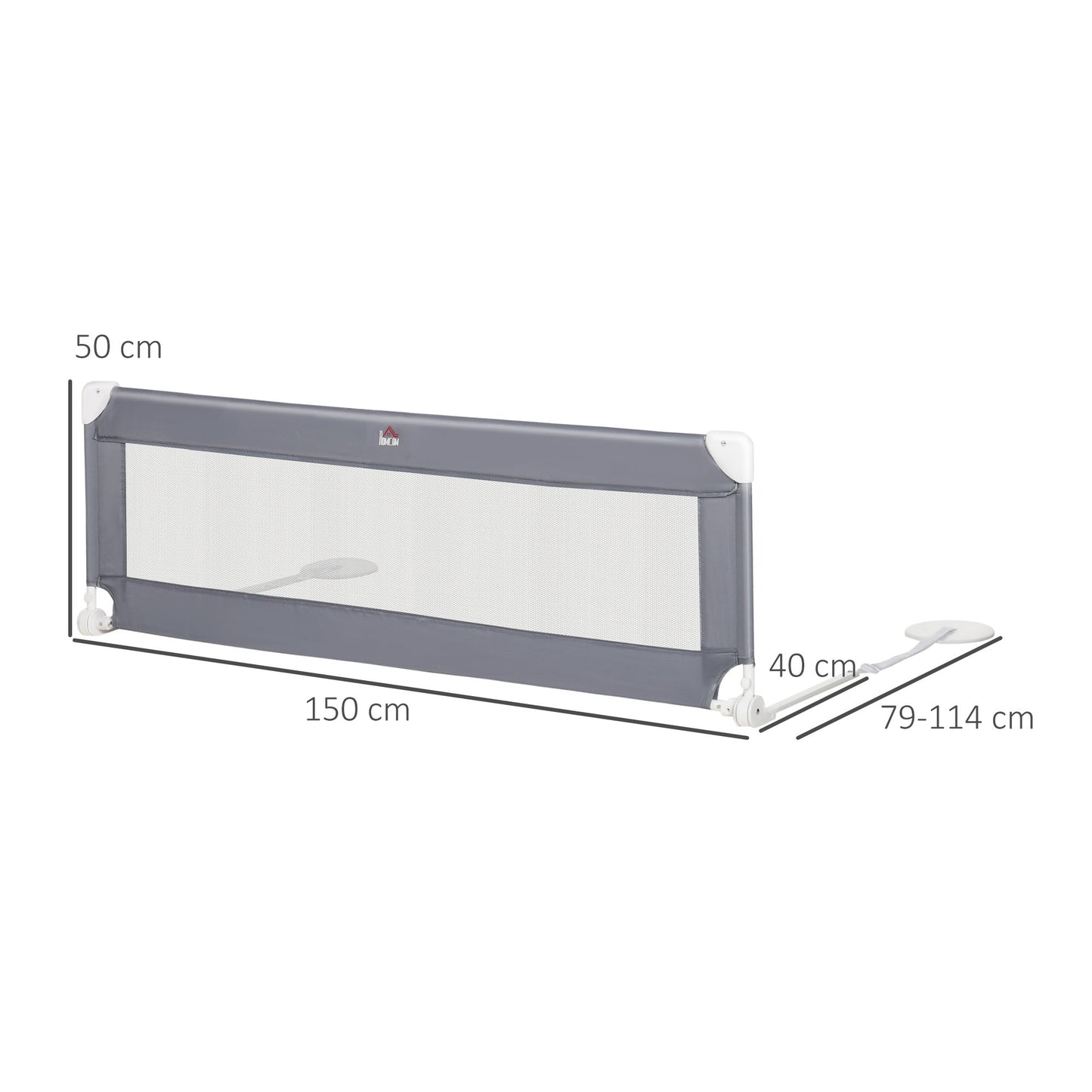 Toddler Bed Rail Foldable Safety Barrier Fold Down Bed Guard for Flat & Slat Bed, 150 x 50cm, Grey