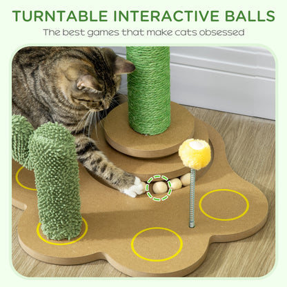 Cat Scratching Post, for Kitten, Sisal Rope Post, Interactive Ball, 60cm, Green