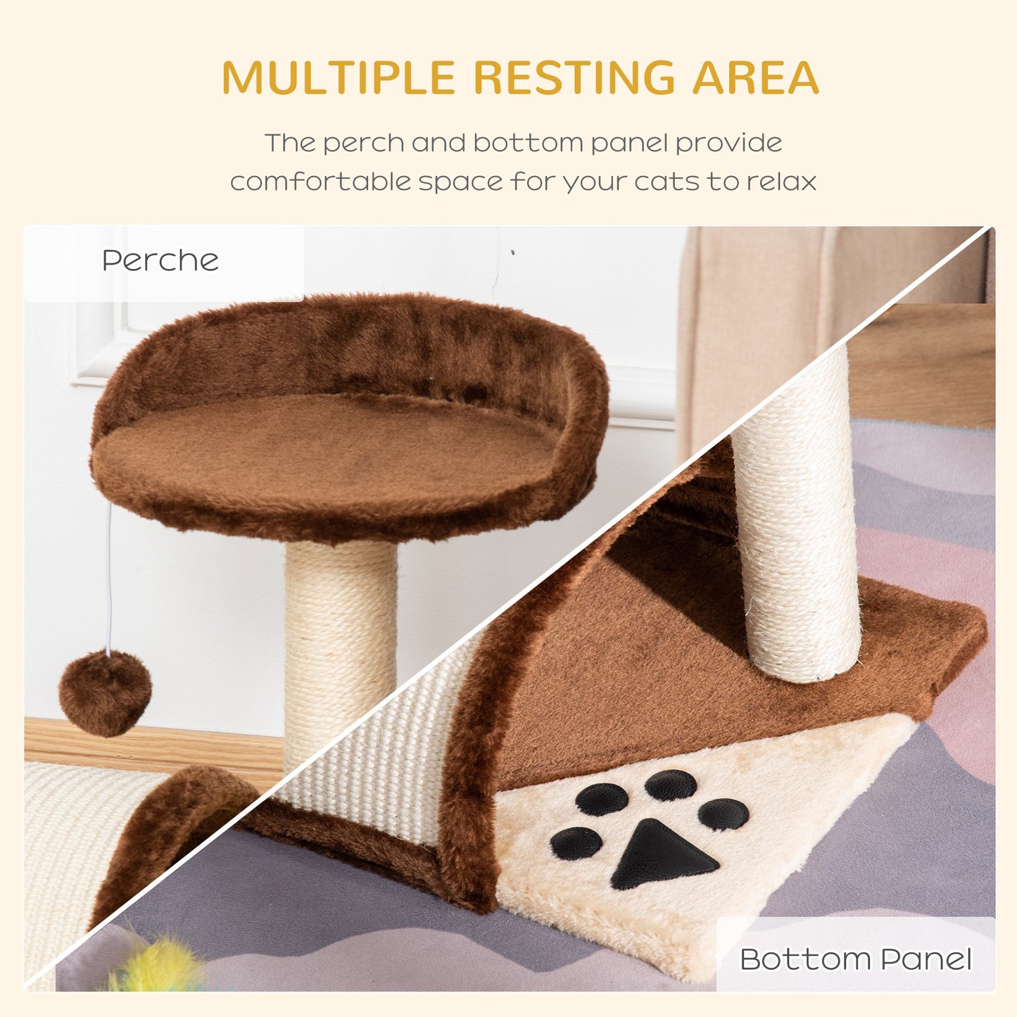 46cm Cat Tree Cat Tower Scratching Post Climbing Tree for Kitten Activity Center Brown