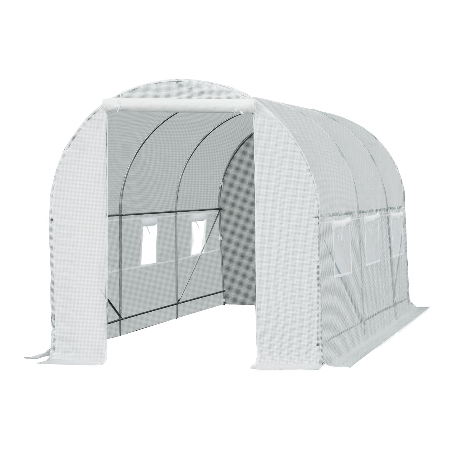 4.5Lx2Wx2H m Walk-in Greenhouse Large Galvanized Steel Frame -White