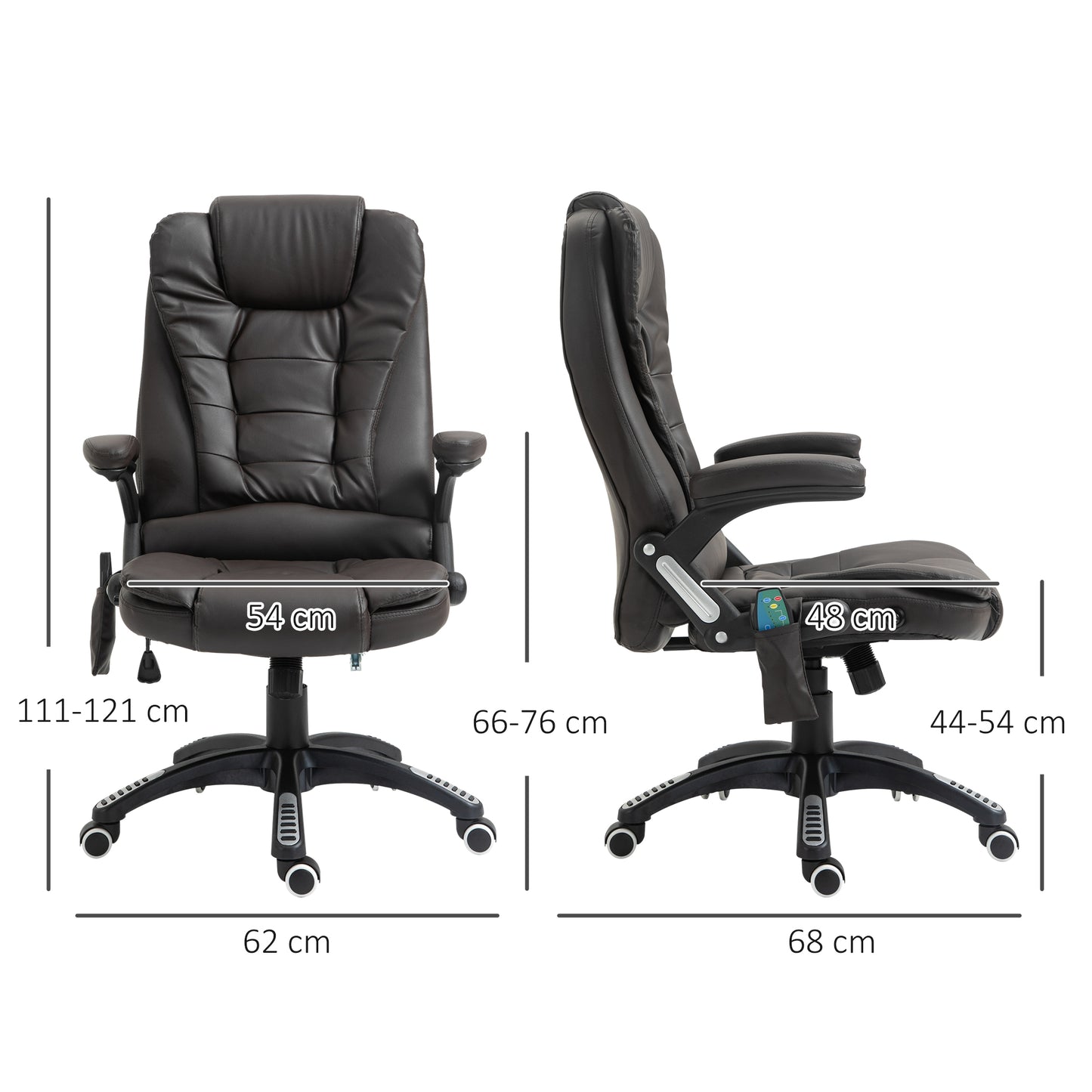 Executive Office Chair, Massage Office Chair, Office Chair, Leather, 135° Reclining, Rocking Function, 360° Swivel, Brown