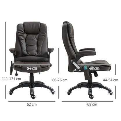 Executive Office Chair, Massage Office Chair, Office Chair, Leather, 135° Reclining, Rocking Function, 360° Swivel, Brown