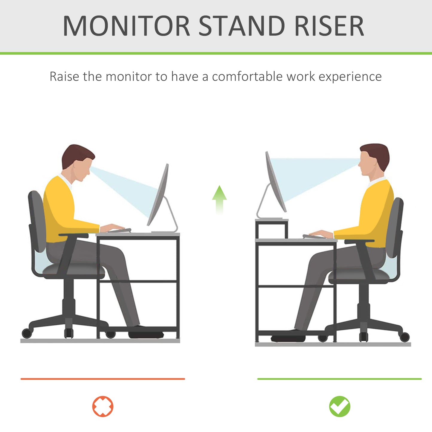 Wooden Monitor Stand, Bamboo Desktop Monitor Riser Laptop PC Plinth Stand Organiser Computer Screen W/ Drawer