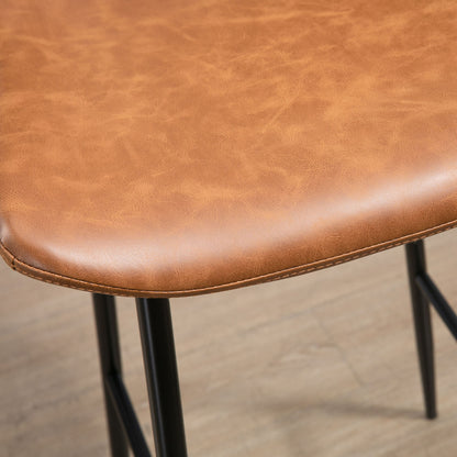 Bar Stools with Backs, Counter Height Stools, PU Leather Upholstered, Kitchen Stools, Steel Legs for Dining Room, Brown  Ireland