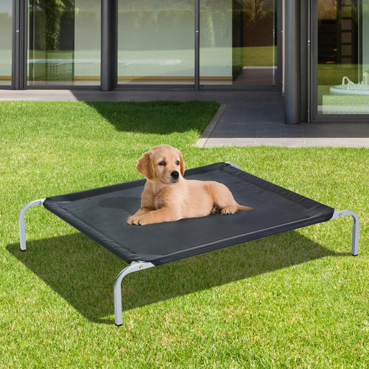 PawHut Elevated Pet Bed Portable Camping Raised Dog Bed w/ Metal Frame Black (Small)