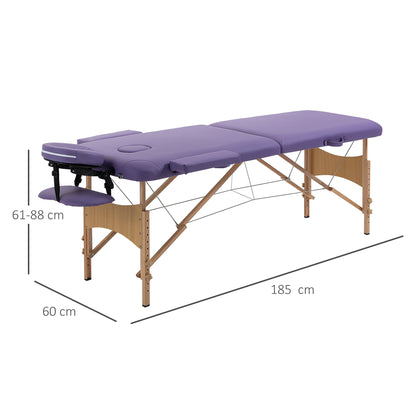 Massage Table Bed Couch Beauty Bed 2 Section Therapy Bed Lightweight Portable Folding Spa Bed-Purple